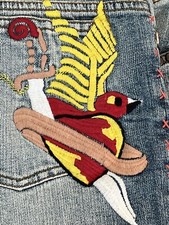 J1 Joy Women’s Jeans  Stretch Hippie Boho SZ 9 Heart Floral Embroidery Studs VTG