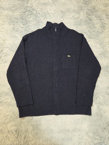 Lacoste pull zippé laine - lacoste, bleu