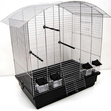 Cage À Oiseaux Ula, Maison Pour Oiseaux Avec Accessoires, Chrome/Noir
