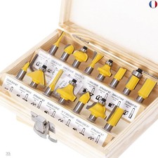 Fraises Defonceuse 8mm, Coffret de 15 Fraises à Rainurer Bois en Carbure de 