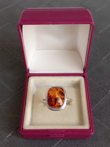 Bague argent ambre - en,