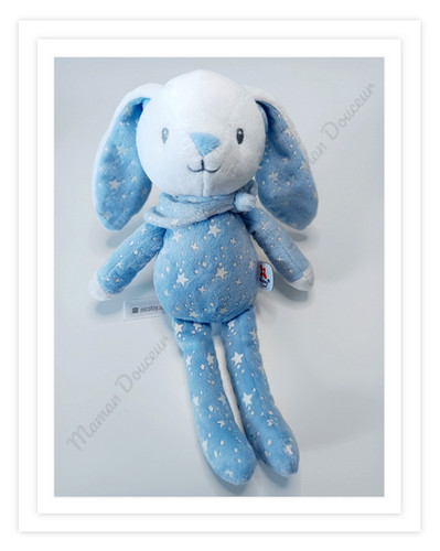 Peluche doudou lapin bleu - lapin,