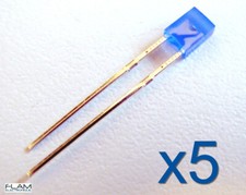 Lot 5x LED rectangulaire 3mm diode Bleu / 5pcs Blue rectangular LED 3mm