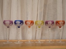 lot of 6 large wine glasses cut crystal roemer overlay Val ST Saint Lambert