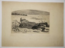 ROPS Félicien."L'Affûteur". 1876. Eau-forte originale.