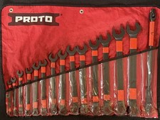 Proto Angle Open-End Wrench Set SAE 1/4–1-1/4 (16-Pc) w/ Red Roll 12T Box End
