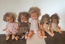 Lot of 5× Antique BELLA Doll - Padded Fabric Body, Plastic Head