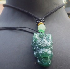 Video Certified Icy Green Natural A Jade jadeite Pendant Dragon Head 生意兴隆 708186