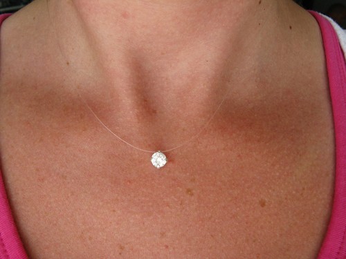 Collier fil transparent - , strass
