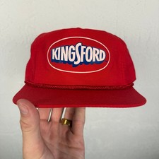 Vintage 80s Kingsford Charcoal Grill Red Snapback Hat BBQ Promo Trucker Cap