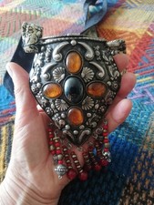 Ancien porte-monnaie ethnique Vintage bourse orientale sajai, metal serti de...