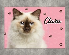 Puzzle chat Sacré de Birmanie personnalisé avec prénom