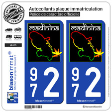 2 Autocollant plaque d'immatriculation auto | 972 Martinique - Madinina