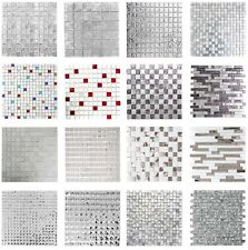 Carrelage Mosaïque Splash Crédence de Cuisine Miroir Argent Aluminium Faïence