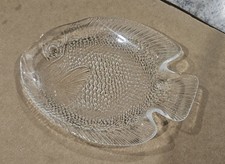 ARCOROC FRANCE Textured Fish Shaped Poisson Dinner Glass Plate Beach Ocean Decor