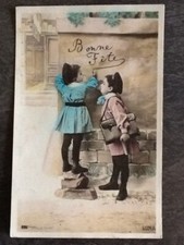 CP LITTLE GIRL BOY SCHOOLCHILDREN WRITE ON THE WALL HAPPY PARTY - 47047