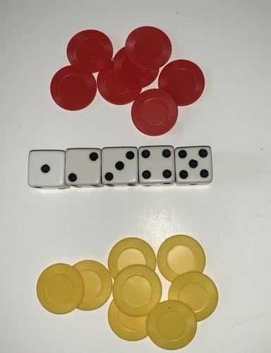 Yahtzee dice and - and, chips