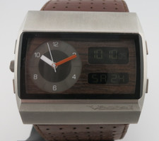 Vestal Monte Carlo Dual Time Analog Digital Leather Watch - MCW005 - New Battery