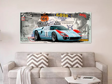 Tableau Ford GT40 Gulf, décoration voiture, pop art, Carroll Shelby