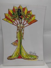 Affiche plastifiée esquisse Barbie Goddess of Asian  Bob Mackie  42/30cm