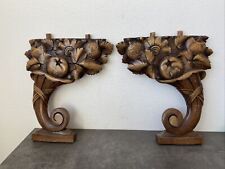 ancienne colonne meuble bois art decor sculpture raisin restauration vintage