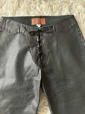 WOMEN'S HAND MADE BLACK, PERFORATED, PLONGE LEATHER PANTS. 27” -28”. TOP QUALITY