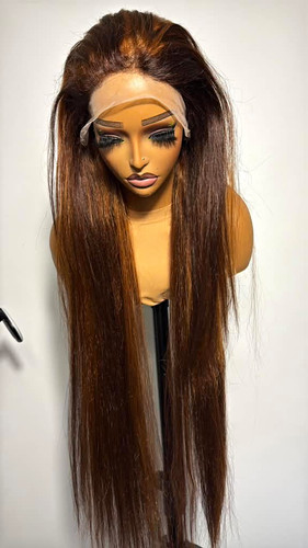 Long straight brown - straight, brown/auburn