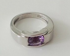100% Authentic Mauboussin Amethyst 18k White Gold Ring Size 55 Or 7 1/4