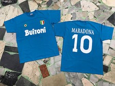 Maillot Maradona Naples Buitoni Coton 100% T-Shirt Fan De Diego Dios Argentine