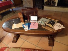 Old school supplies, schoolbag, donkey hat, notebook, school of yesteryear, 1950