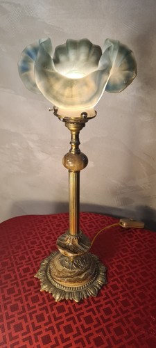 Lampe bronze marbre tulipe - lampe,