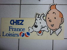 RARE  PLV PLASTIQUE   TINTIN   POUR FRANCE LOISIR  /  1987  / 34,5  X 60 CM