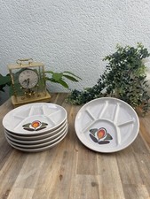 6 Assiettes à Fondue en Faïence de Saint Amand, Modèle Louisiane Vintage