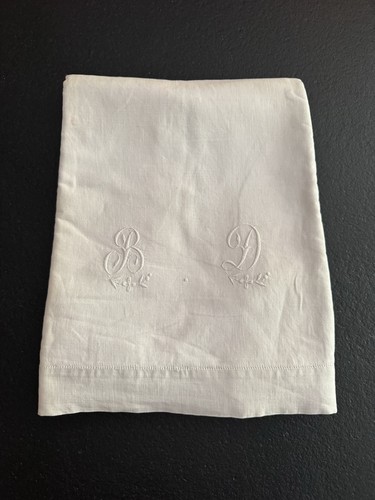 Drap lin 180x330 monogramme - en,