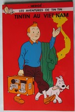 TRES JOLIE PLAQUE EN BOIS LAQUE TINTIN AU VIET NAM parfait état