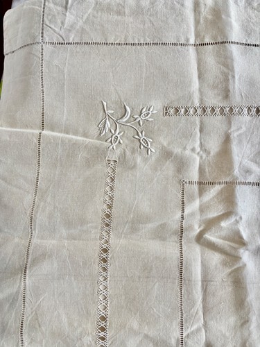Grand drap lin écru neuf - drap,