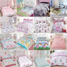 Enfants Filles Set Housse de Couette Double Literie - Stars Licornes Princesse