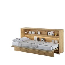 Lit Escamotable Lenart Lit Mural 90x200 Chêne Bed Concept Gris Horizontal