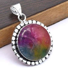 Arc-en-Ciel Solaire Quartz Pierre Précieuse Ethnique Main Pendentif Bijoux 0.8 "