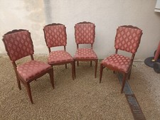 Lot de 4 chaises anciennes chêne , assise et dossier en tissu