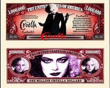CRUELLA EMMA STONE BILLET MILLION DOLLAR US! Disney Villains 101 Dalmatiens film
