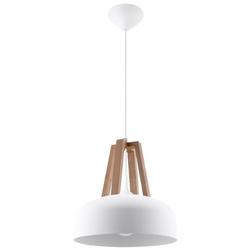 Suspension acier blanc - acier, blanc/bois