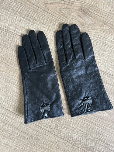 Gants noirs cuir texto - gants,