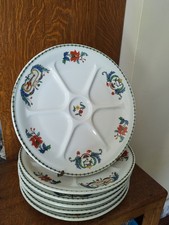 Paris porcelain plate set, poppy model - 6 pieces France