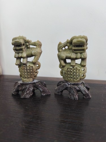Pair vintage chinese carved - vintage,