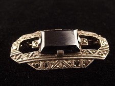 Broche art déco en argent hématite et marcassites
