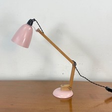 VINTAGEMACLAMP CONRAN HABITAT MIDCENTURY DESK LAMP PINK WOODEN ARMS #4604