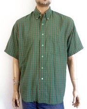 vintage EUC Gant Heritage Twill Green Box Check OCBD Shirt Button SS sz L