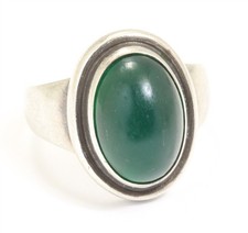 Vintage Georg Jensen Sterling Silver Denmark Green Agate Ring Harald Nielsen 46B