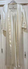 Vtg Chance Encounters Satin Peignoir Gown Robe Set Sz S Lingerie Ivory Bridal
